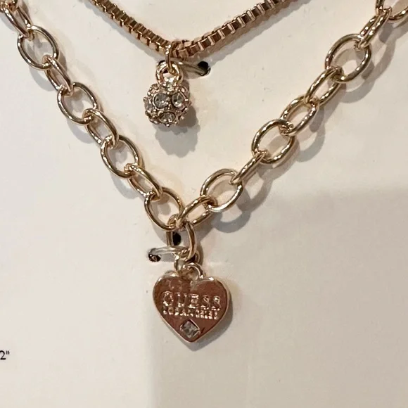 Guess Jewelry Set gold 2 necklaces and earrings NWT - Picture 2 of 6